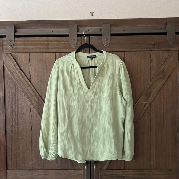 Gibsonlook 100% Cotton Gauze Lightweight Blouse Sage Green Size XL - Picture 2 of 5
